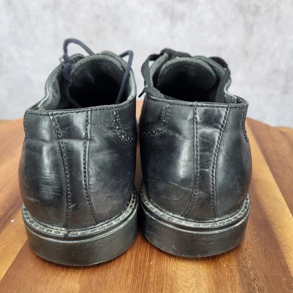 Father And‎ Son Oxford Shoes Mens 10 Black Leather Cap Toe Brogue Dress Shoes